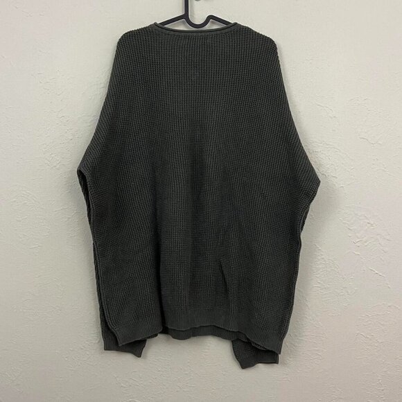 ashy green vintage 90s oversized essential basic vneck cotton knit sweater - Picture 5 of 8